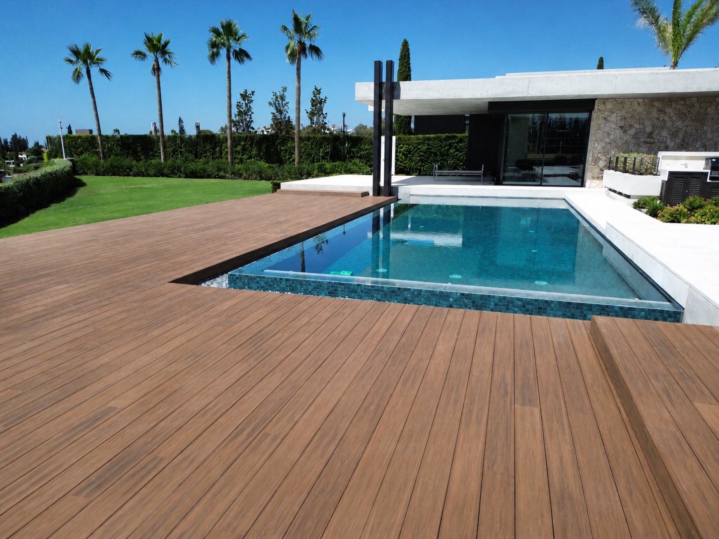 Finished composite pool deck at a Costa del Sol villa