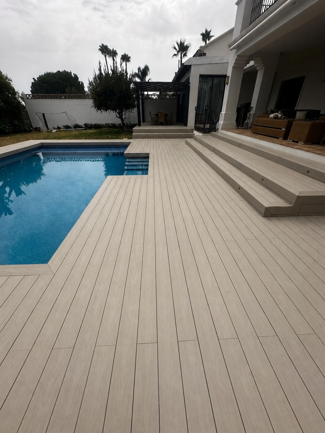 Completed composite pool deck in Marbella